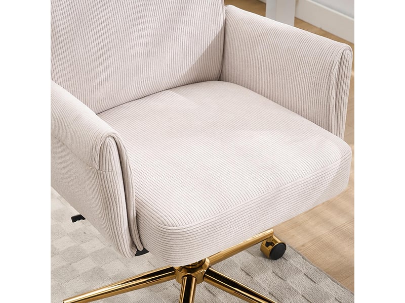  Chaise de bureau pivotante réglable en velours côtelé blanc 64x61x107 cm W3495P425456 - Conforama D