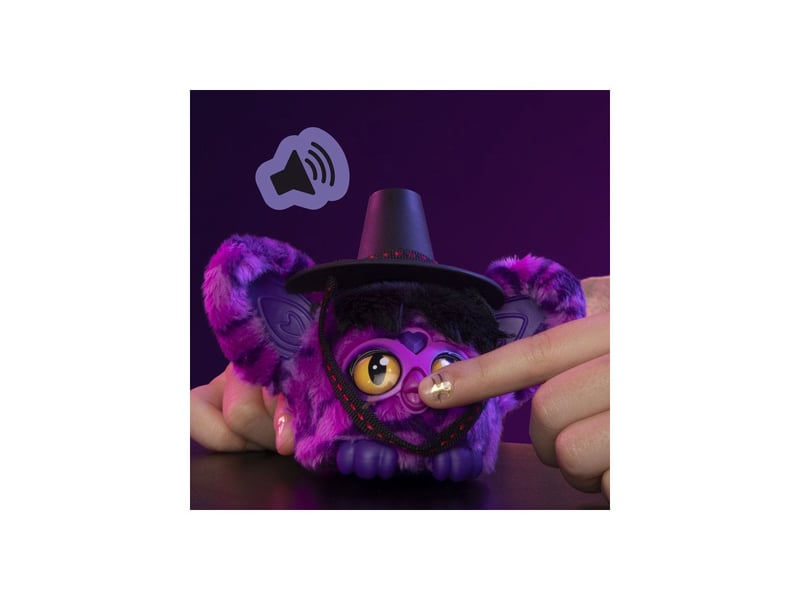  Peluche electronique furby furblets demon saja boys 7,5 cm violet noir avec chapeau et porte cle HASG47925L0 - Conforama C