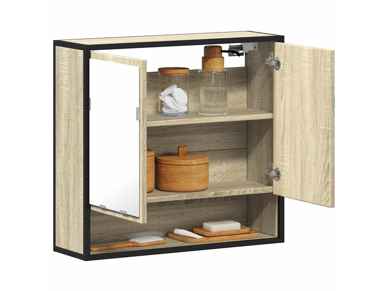  Armoire de salle de bain avec miroir chêne sonoma 65x20x60cm bois d'ingénierie  - Conforama B