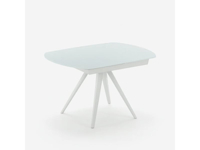 Table de salle à manger extensible en verre et métal 120180x90 float - blanc - Conforama A
