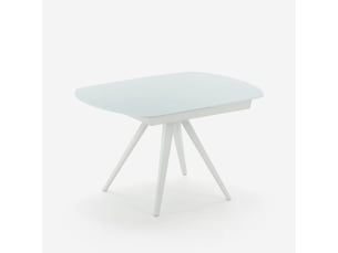 Table de salle à manger extensible en verre et métal 120180x90 float - blanc