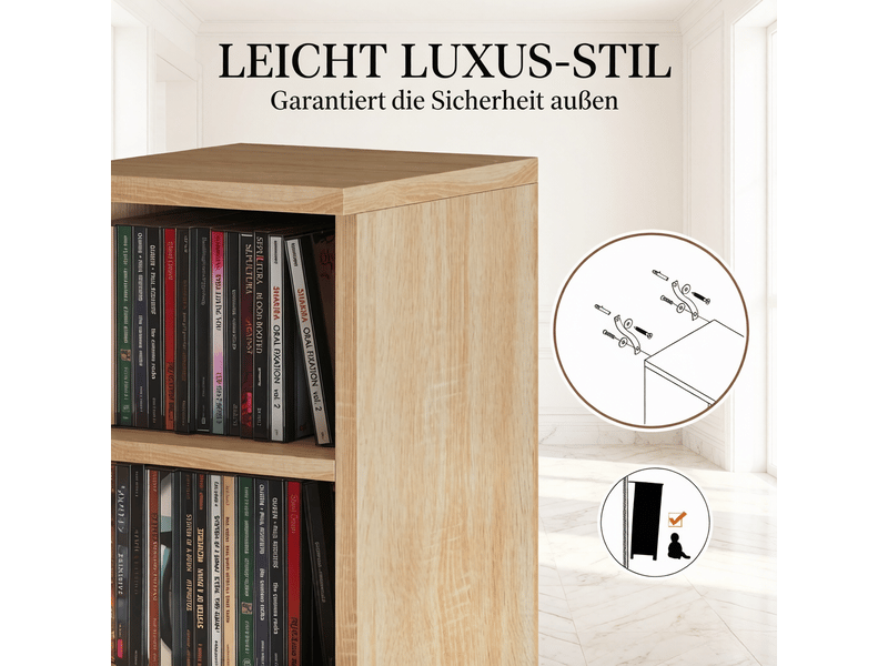  Lot de 2 meubles de rangement cd 21x22,5x88,5 cm effet chêne, 12 compartiments  - Conforama D