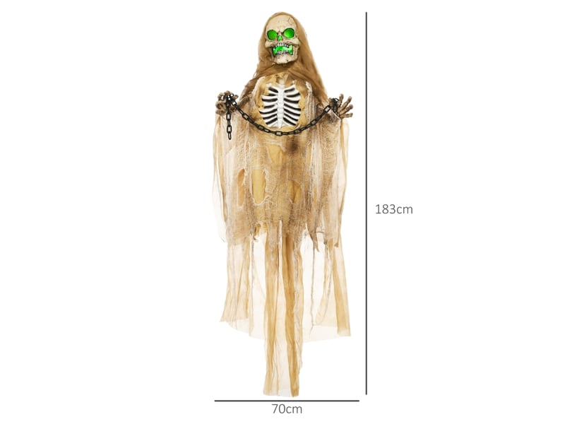  Décoration d'halloween animée avec tête lumineuse, sons et bras flexibles pour intérieur et extérieur abrité, 70 × 18 × 183 cm  - Conforama D
