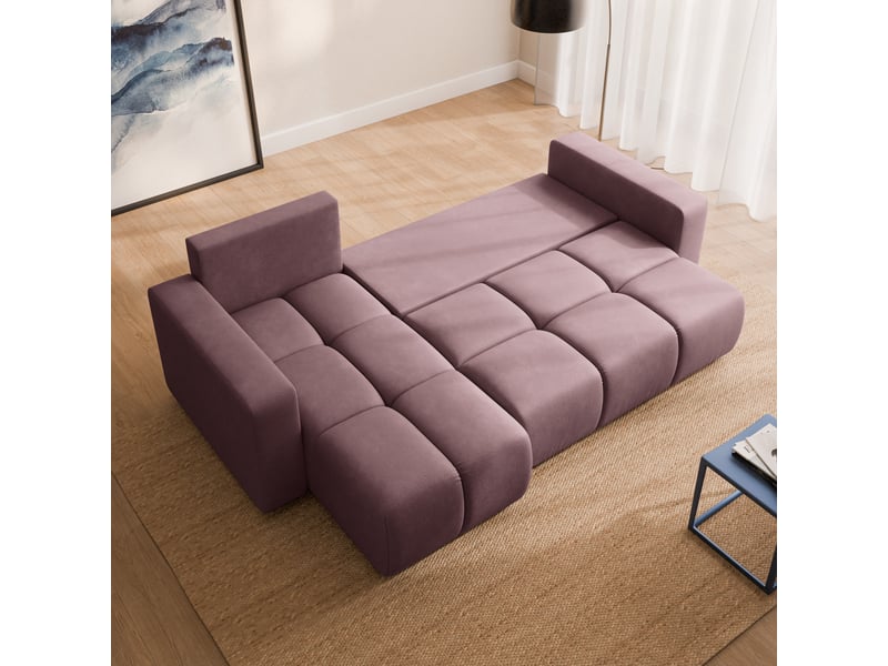  Canapé d'angle ramil, tissu peluche rose poudré  - Conforama D
