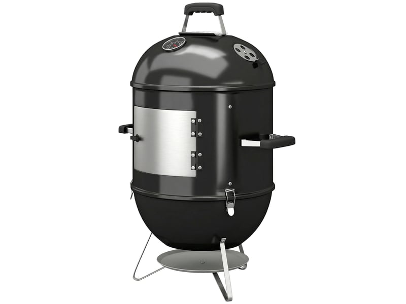  Fumoir 3-en-1 avec 3 grilles de cuisson, thermomètre intégré et ventilation réglable, 62,5 x 47,5 x 91 cm, noir  - Conforama B