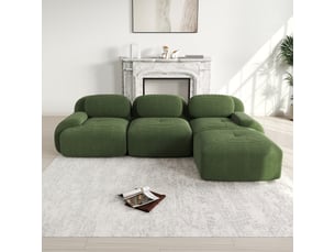 Canapé d'angle, canapé modulable, en velours tricoté, vert, sans montage, sans structure, chambre, pour salon