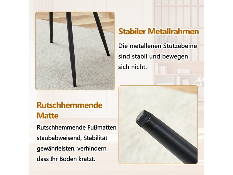  Ensemble table et chaises salle a manger ronde, table à manger avec 4 chaises en similicuir noir en mdf de 100 cm de diamètre  - Conforama W