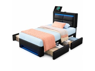 Lit simple 90x190 cm HAVRYA coloris noir