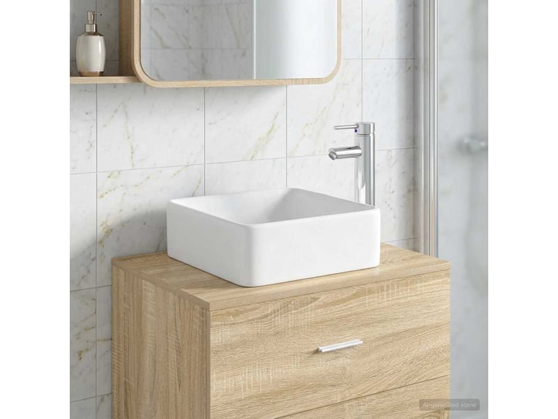 Lavabo de salle de bain avec robinet et évacuation chrome shl9613 - Conforama B
