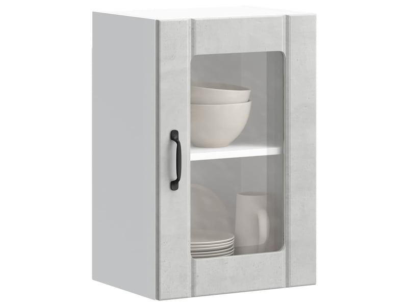  Armoire murale de cuisine avec porte en verre lucca gris béton shl9764  - Conforama B