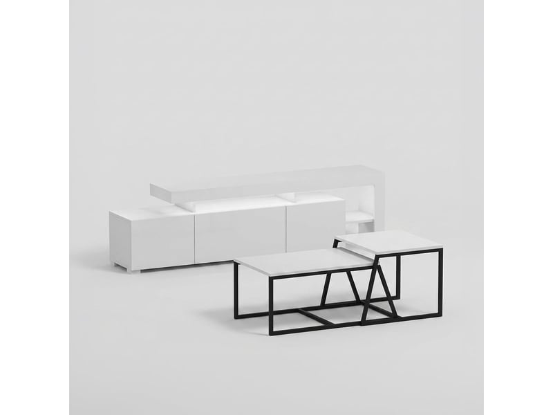  Ensemble meuble tv et tables basses de salon modernes beliz  - Conforama A