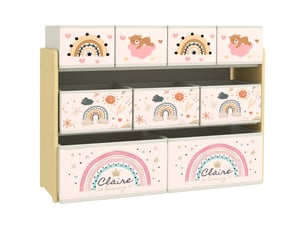 Étagère de rangement enfant étagère à 3 niveaux avec 9 boîtes en tissu non tissé 93 x 30 x 70 cm jaune