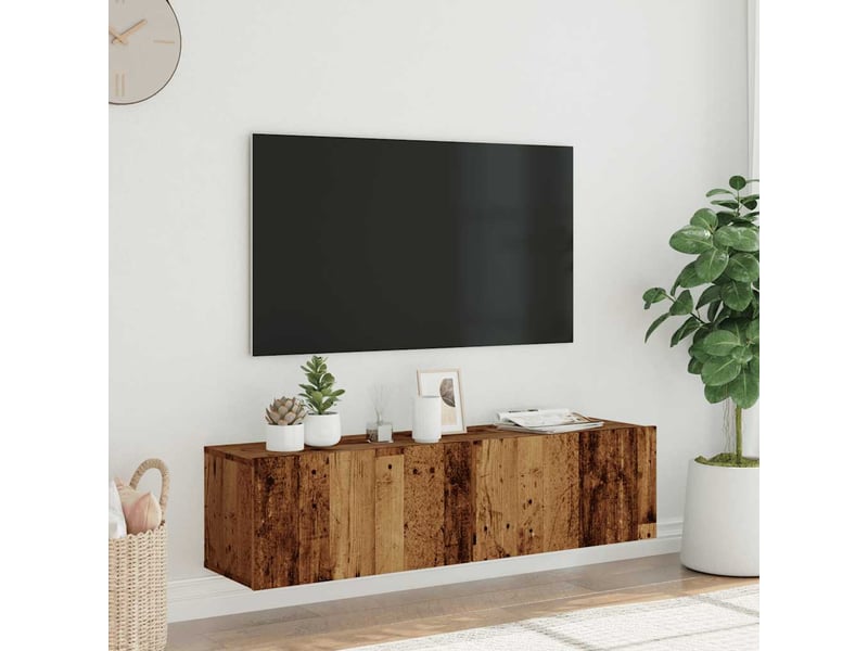  Meuble tv - banc tv - meuble de rangement mural vieux bois 120x30x30 cm bois d'ingénierie  - Conforama C