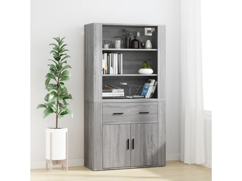  Buffet haut - bahut - meuble de rangement sonoma gris bois d'ingénierie  - Conforama B