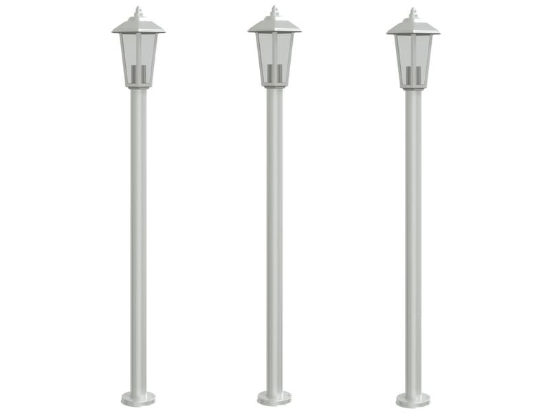  Lampadaires d'extérieur 3 pcs argenté 120 cm acier inoxydable argent 02_0042557  - Conforama A