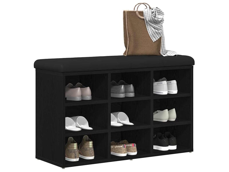  Banc à chaussures, banc de rangement noir 82x32x50 cm bois d'ingénierie  - Conforama C