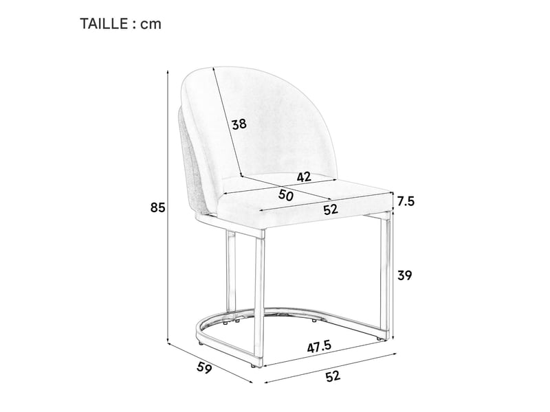  Lot de 4 chaises de salle à manger en tissu chenille gris clair et métal argenté N634P448063G-4 - Conforama C