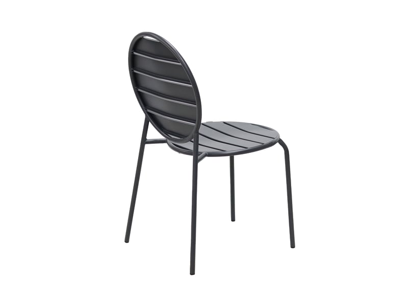  Lot de 4 chaises de jardin dossier rond en métal gris - baca  - Conforama D