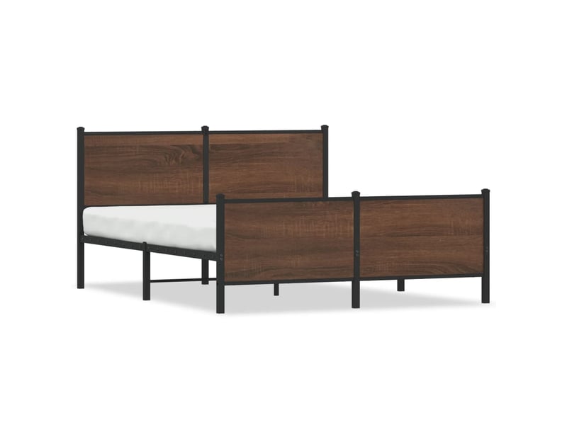  Lit double- lit adulte -  cadre de lit en métal sans matelas chêne marron 150x200 cm  - Conforama A