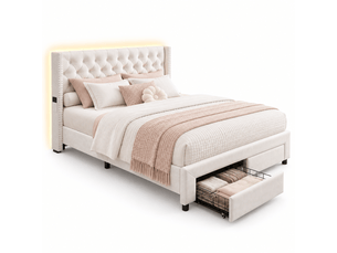 Lit simple 140x190 cm YELENARO   coloris beige