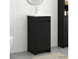 Meuble salle de bain avec évier, meuble de rangement chêne noir 42x40x84.5 cm shl9492
