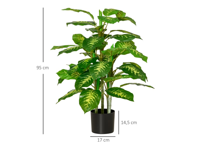  Plante artificielle aglaonema, 95 cm, 42 feuilles, décoration verte pour la maison ou le bureau  - Conforama E