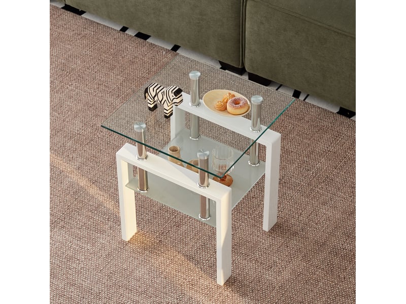  Tables d'appoint en verre trempé 2 niveaux, lot de 2 evryae  - Conforama D