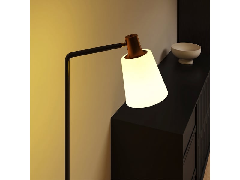  Lampadaire sur pied salon à tête rotative à 350°, noir, lampe sur pied moderne avec 3 températures de couleur  - Conforama W