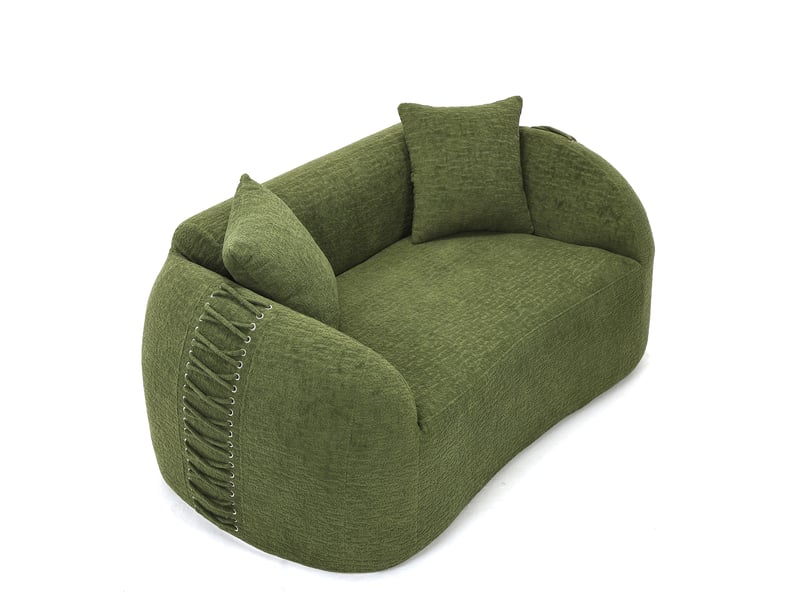  Canapé 2 places courbé duboisdesign série baseball tissu chenille vert  155×67×90 cm  - Conforama B