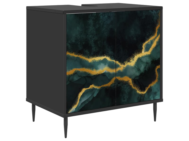  Armoire de salle de bain, meuble de rangement wijhe chêne noir 60x40x61 cm  - Conforama A