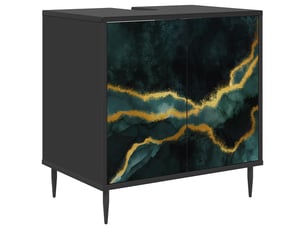 Armoire de salle de bain, meuble de rangement wijhe chêne noir 60x40x61 cm