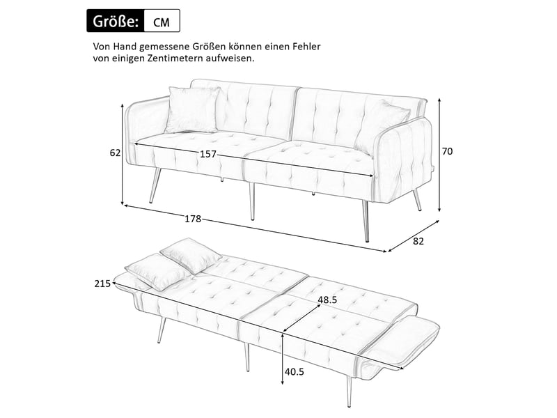  Canapé droit convertible 2 pl velours blanc canapé blanc - Conforama C