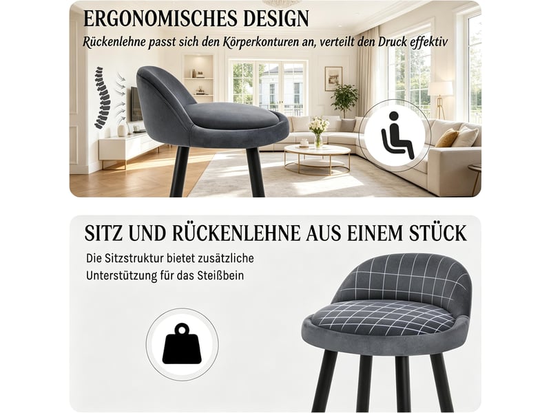  Tabouret de bar élégance 1 pièce, chaise moderne confortable, siège de table et salle à manger  - Conforama E