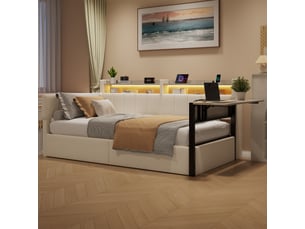 Lit coffre 90x200 cm <strong></strong> <strong>CozyNest</strong> coloris blanc