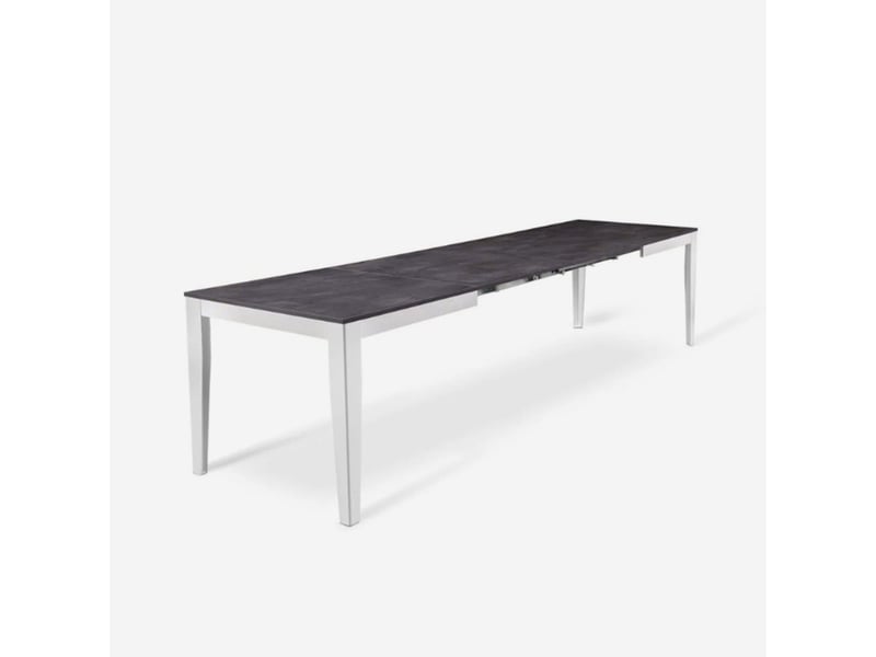  Table de salle à manger extensible avec piètement blanc 156316x90 moon - anthracite  - Conforama C