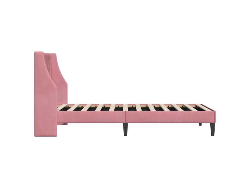  Lit simple- lit adulte -  cadre de lit avec tête de lit rose 80 x 200 cm velours  - Conforama D