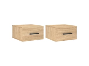 Lot de 2 table de chevet murales, table d'appoint chêne sonoma 35x35x20 cm