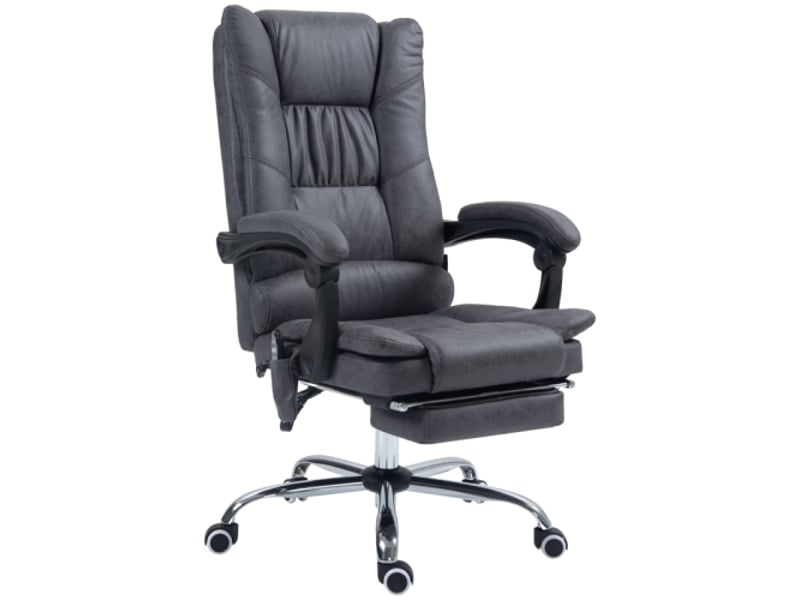  Chaise de bureau massante chauffante, inclinable à 135°, réglable, 120 kg, gris foncé  - Conforama A