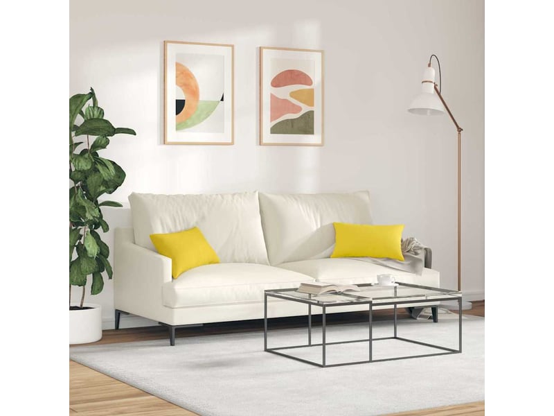  Lot de 2 coussins de canapé, coussins décoratifs tissu jaune clair 50 x 30 cm cf58890  - Conforama D
