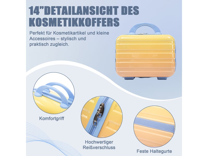 Set de 4 valises rigides,14202428 pouces,avec serrure à combinaison,pc,jaune - Conforama D