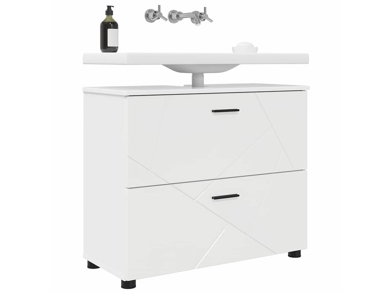  Cabinet de salle de bain, armoire salle de bain blanc brillant 76,5 x 35 x 64 cm cf65253  - Conforama C
