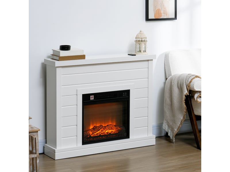Cheminée électrique avec chauffage 1800 w, effet flamme 3d, blanche - Conforama C
