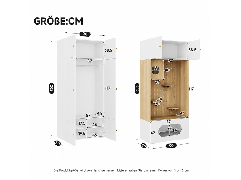  Armoire 180x50x200 cm avec tringle panneau de particules blanc et aspect bois  - Conforama C