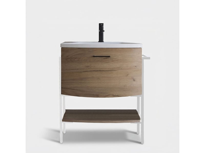  Meuble de salle de bain avec lavabo et tiroir en acier ellos-c  - Conforama A