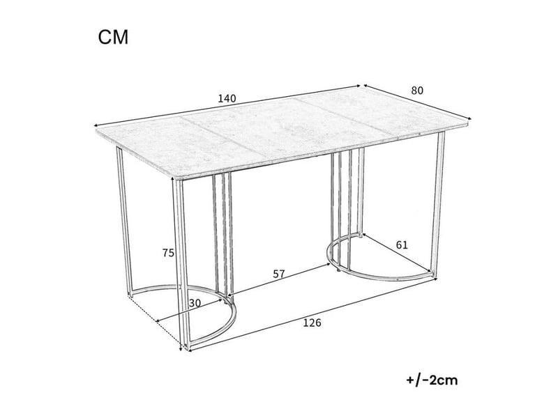  Table à manger moderne 140x80cm - plateau marbre gris mdf - pieds métal adjustables - pour 6 personnes - idéale salonsalle à manger 140x80x75cm - Conforama E