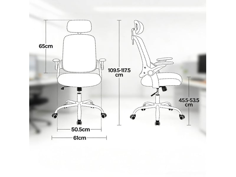  Chaise de bureau à dossier haut avec appui-tête réglable, accoudoirs 3d et roulettes, en mesh rose  - Conforama E