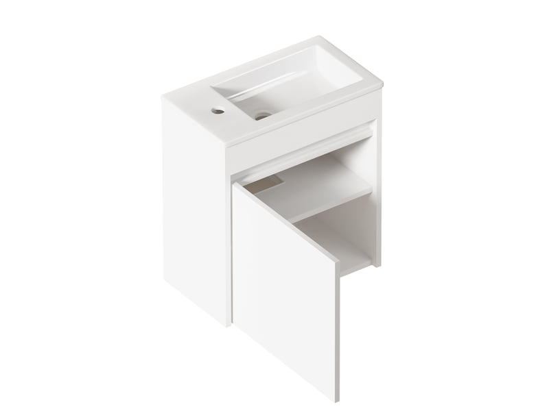 Meuble de salle de bain blanc de 46 cm - meuble de rangement spacieux - 1 porte avec fermeture douce - Conforama D