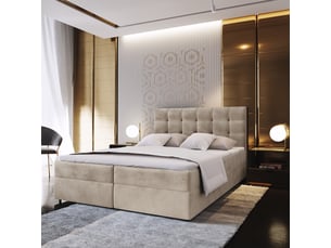 Lit avec rangement 140x200 cm <strong>MASSENO</strong>  <strong></strong> coloris beige