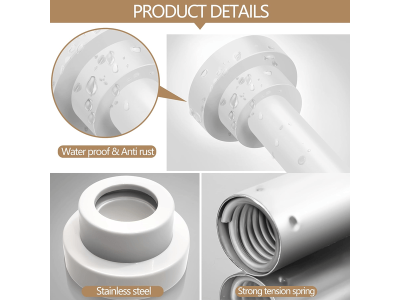  Tringle à vêtements télescopique, tringle à rideau de douche, tringle à rideaux, tringle télescopique réglable antirouille (blanche  - Conforama C