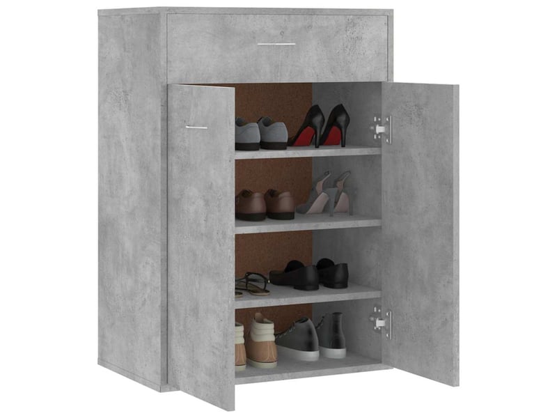  Meuble à chaussure, armoire à chaussures gris béton 60x35x84 cm bois d'ingénierie  - Conforama D